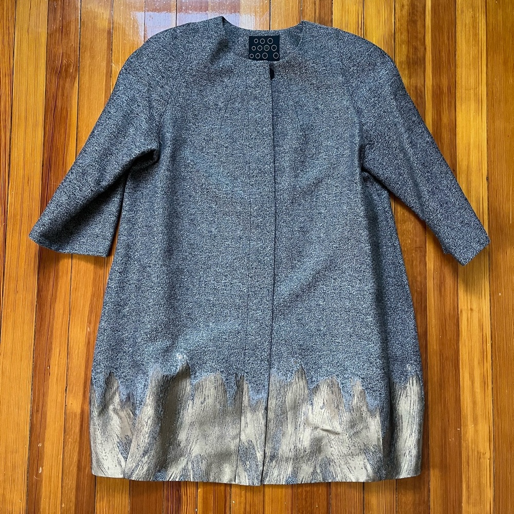 New with tags NY 77 short sleeve car coat jacket gray gold size 12